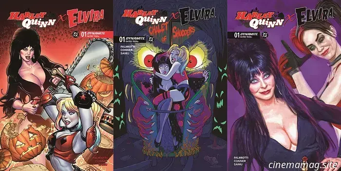 DC and Dynamite have officially revealed a crossover featuring Harley Quinn and Elvira.