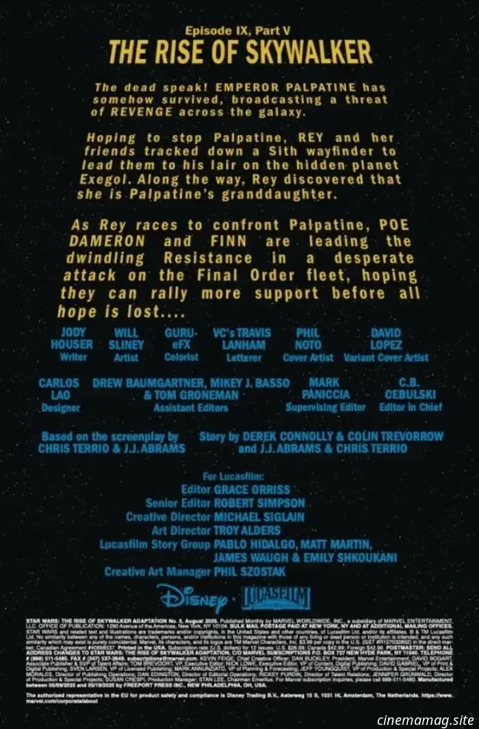 Star Wars: El ascenso de Skywalker Adaptación # 5-Avance del Cómic