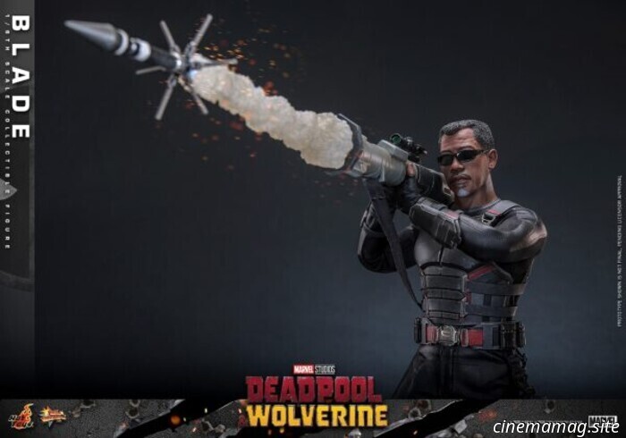 Blade joins Hot Toys' sixth scale action figure collection featuring Deadpool and Wolverine.