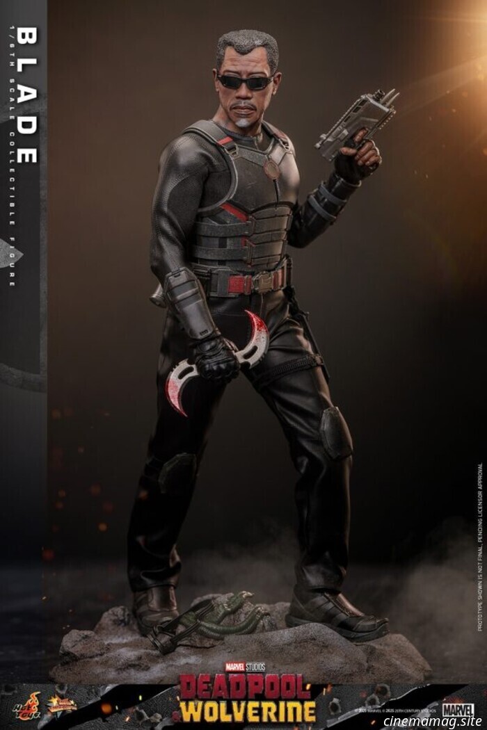 Blade joins Hot Toys' sixth scale action figure collection featuring Deadpool and Wolverine.