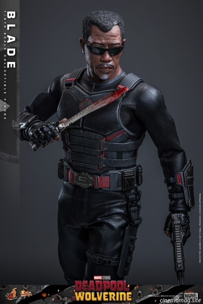 Blade joins Hot Toys' sixth scale action figure collection featuring Deadpool and Wolverine.