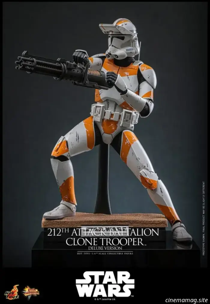 Il Clone Trooper del 212° Battaglione d'Attacco entra in battaglia con la figura in scala 1/6 di Star Wars di Hot Toys.