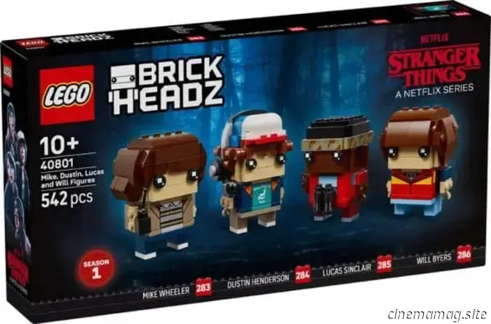 The characters Mike, Dustin, Lucas, and Will from Stranger Things receive the LEGO BrickHeadz makeover.