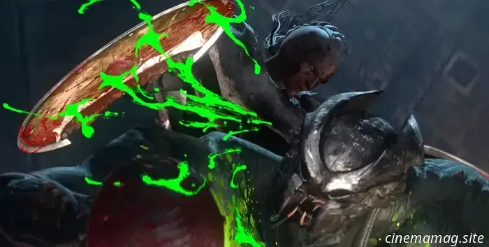 It's a showdown between Predator and Viking in a scene from Predator: Killer of Killers.