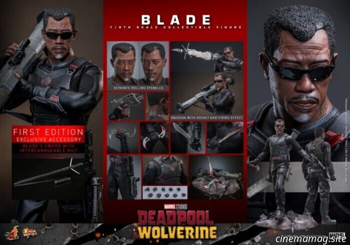 Blade joins Hot Toys' sixth scale action figure collection featuring Deadpool and Wolverine.