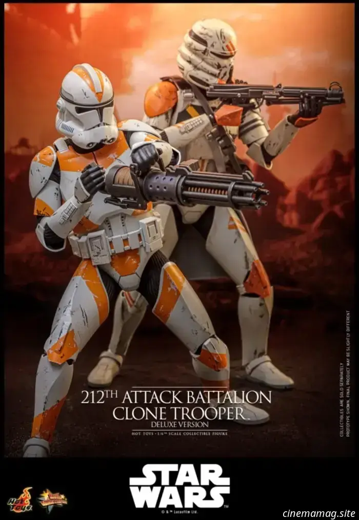 Il Clone Trooper del 212° Battaglione d'Attacco entra in battaglia con la figura in scala 1/6 di Star Wars di Hot Toys.