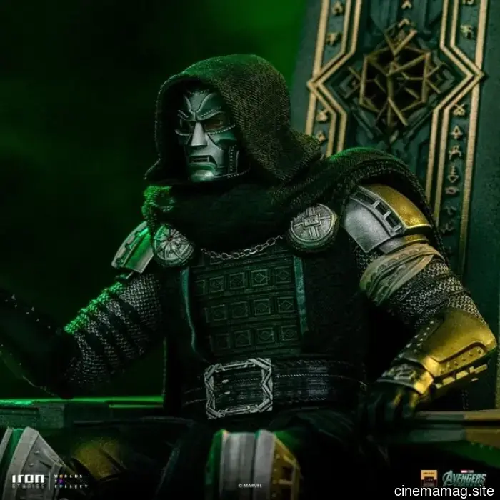 Vengadores: Doomsday Doctor Doom en la Estatua de Escala de Arte en el Trono presentada por Iron Studios