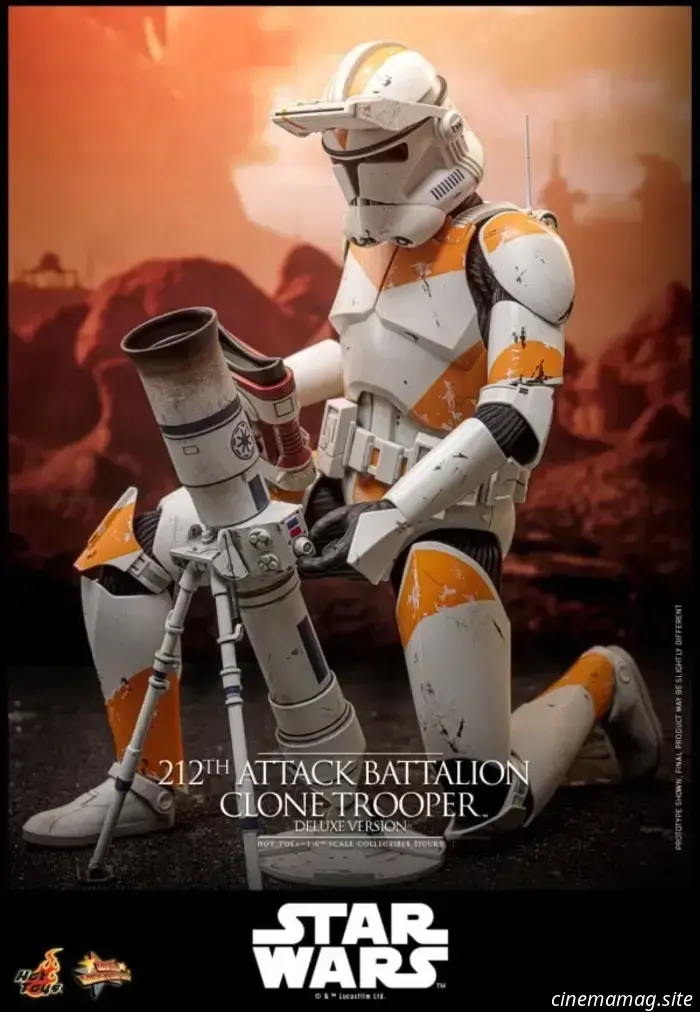 Il Clone Trooper del 212° Battaglione d'Attacco entra in battaglia con la figura in scala 1/6 di Star Wars di Hot Toys.