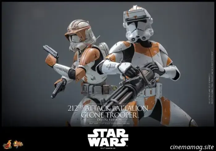 Il Clone Trooper del 212° Battaglione d'Attacco entra in battaglia con la figura in scala 1/6 di Star Wars di Hot Toys.