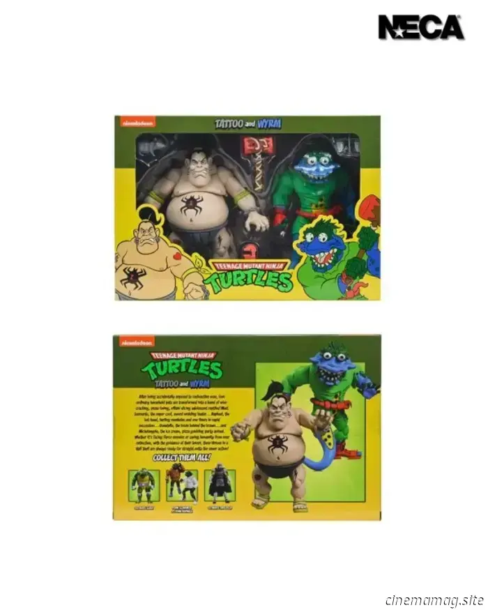 NECA's action figure collection for Teenage Mutant Ninja Turtles includes Old Man Raphael, Panda Khan, and Tattoo & Wyrm.