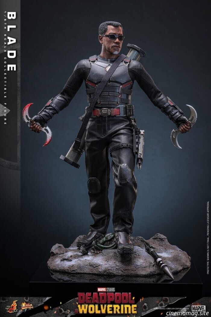 Blade joins Hot Toys' sixth scale action figure collection featuring Deadpool and Wolverine.