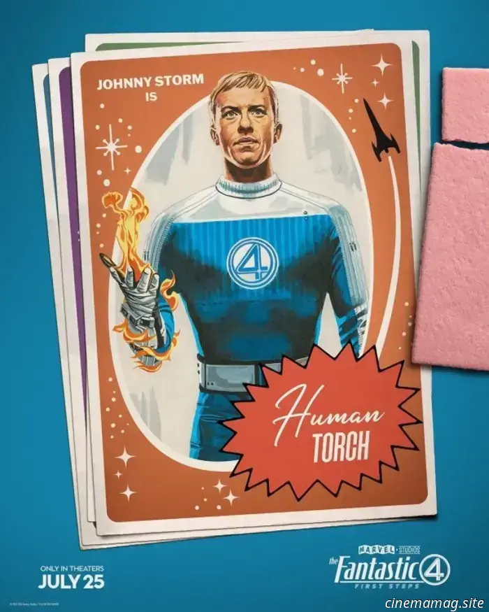 I Fantastici Quattro: I Primi Passi I character poster presentano la Prima famiglia della Marvel e H. E. R. B. I. E.