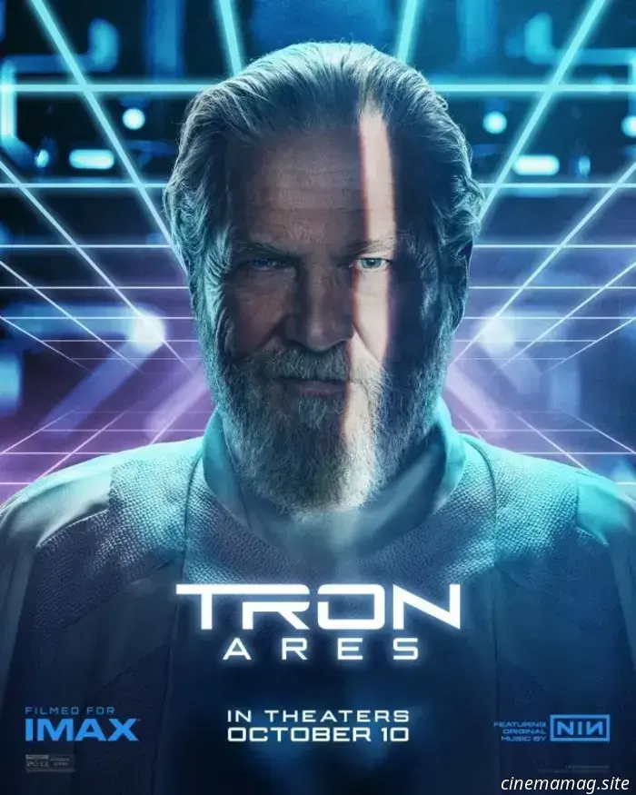 I poster di TRON: Ares presentano Jared Leto, Jeff Bridges, Greta Lee, Evan Peters, Jodie Turner-Smith e Gillian Anderson.