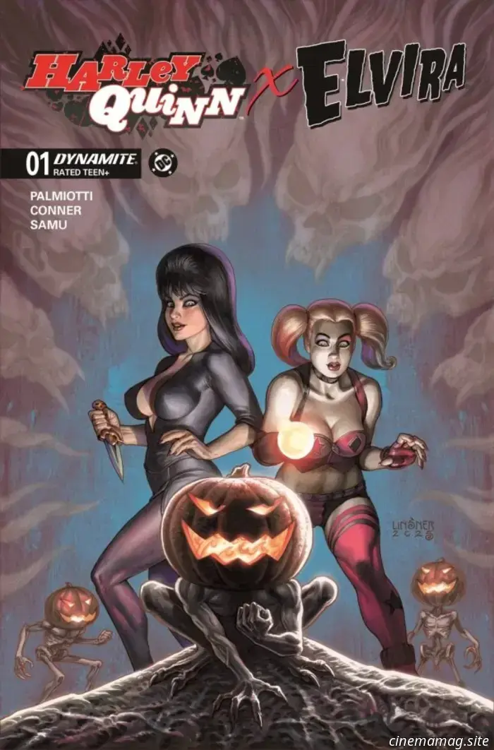 DC and Dynamite have officially revealed a crossover featuring Harley Quinn and Elvira.