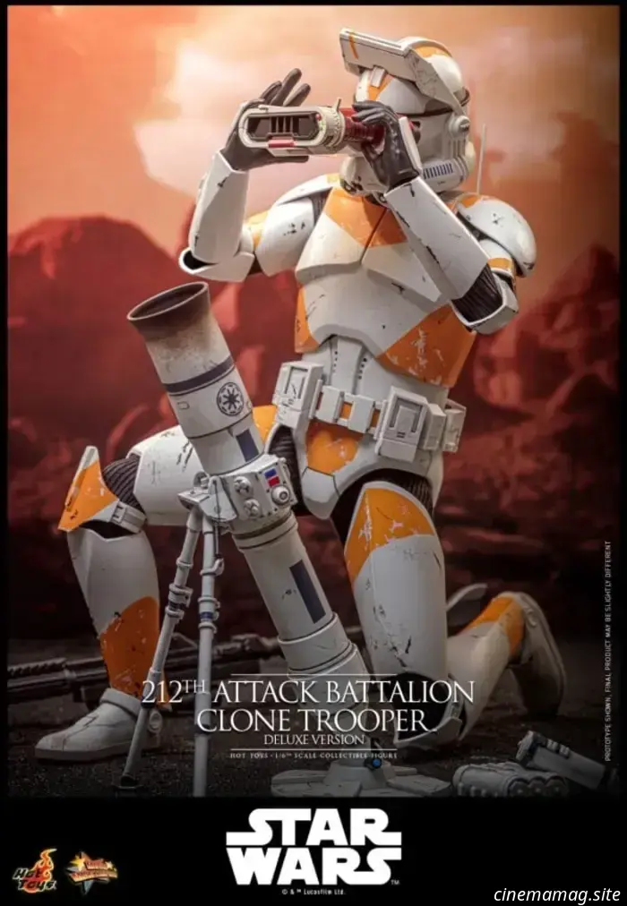 Il Clone Trooper del 212° Battaglione d'Attacco entra in battaglia con la figura in scala 1/6 di Star Wars di Hot Toys.