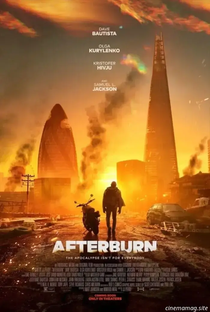 Trailer for the post-apocalyptic action thriller Afterburn featuring Dave Bautista, Olga Kurylenko, and Samuel L. Jackson.