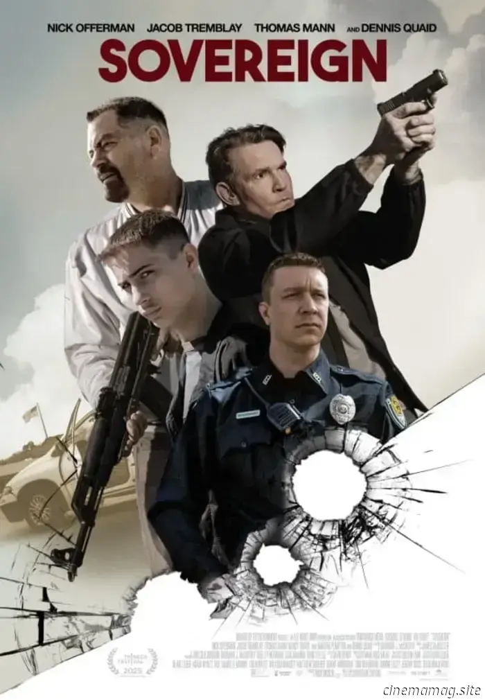 Trailer for the crime thriller "Sovereign," featuring Nick Offerman, Jacob Tremblay, and Dennis Quaid.