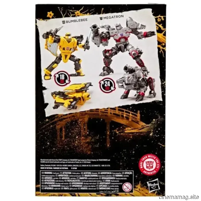 The Transformers Timelines action figure set reimagines Bumblebee and Megatron with a samurai era theme.