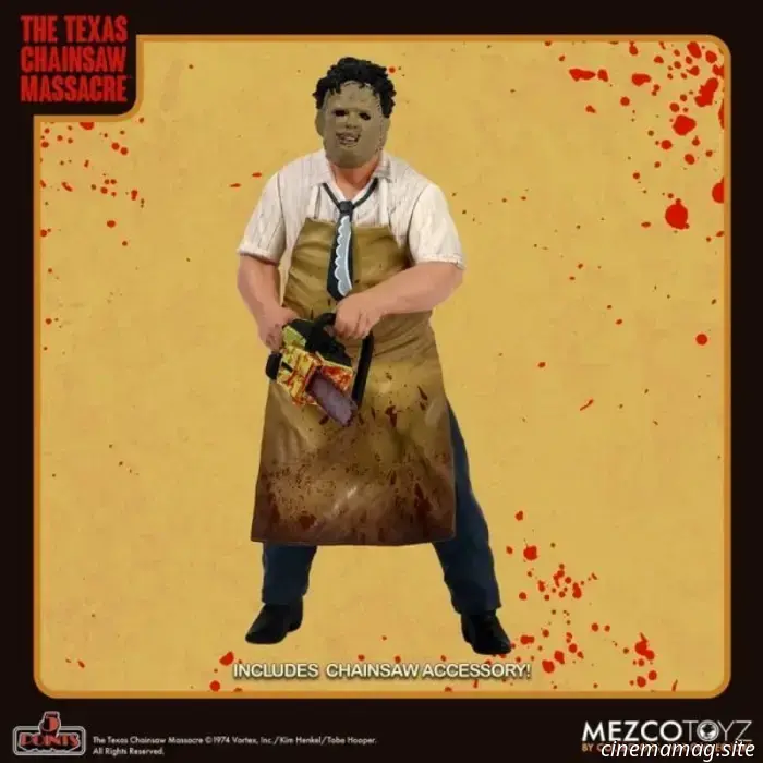 Leatherface becomes part of Mezco's 5-Points collection with a vintage-style figure from Texas Chain Saw Massacre.