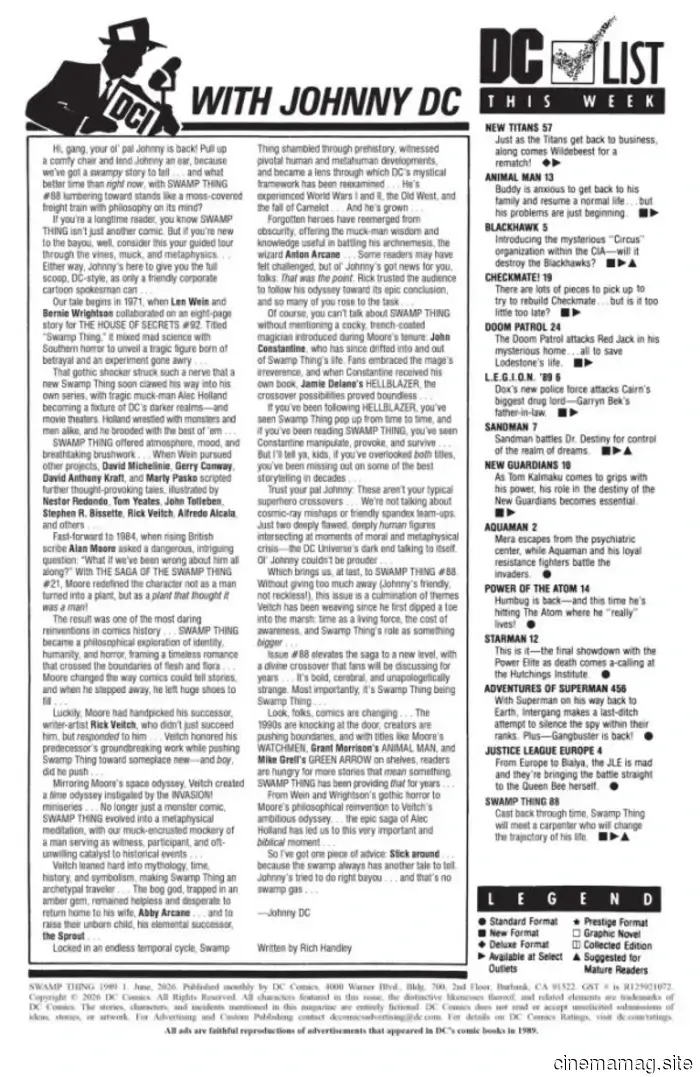 Vista previa del cómic – Swamp Thing 1989 #1