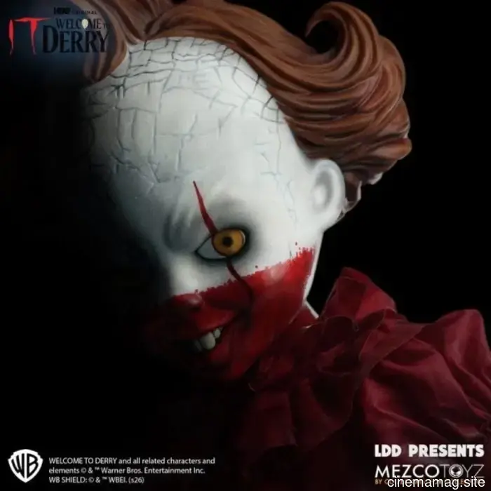 Pennywise is now part of the Living Dead Dolls collection with Mezco Toyz's IT: Welcome to Derry figure.