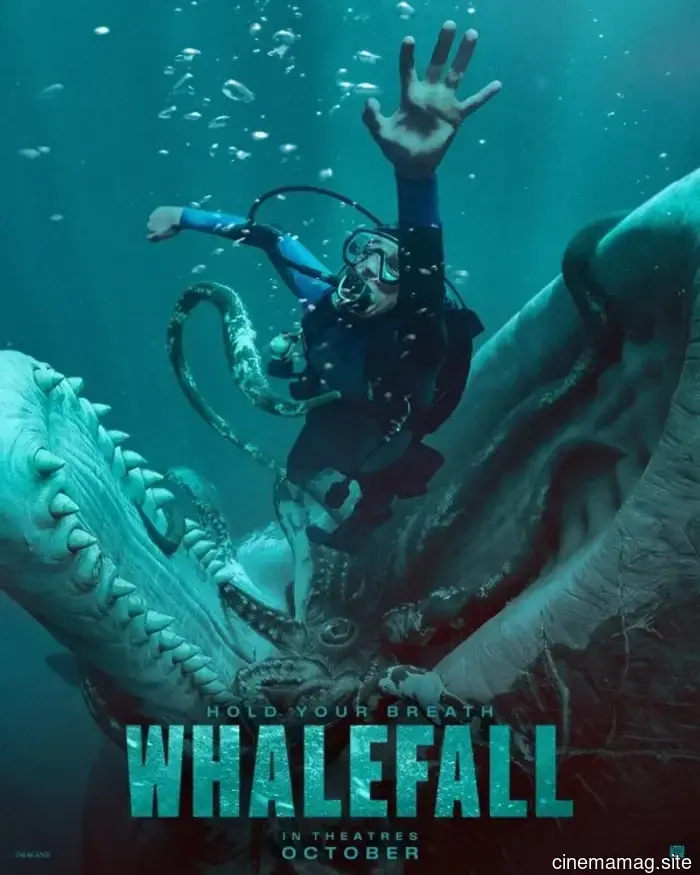 Austin Abrams is engulfed by an 80-foot sperm whale in the trailer for the survival thriller Whalefall.