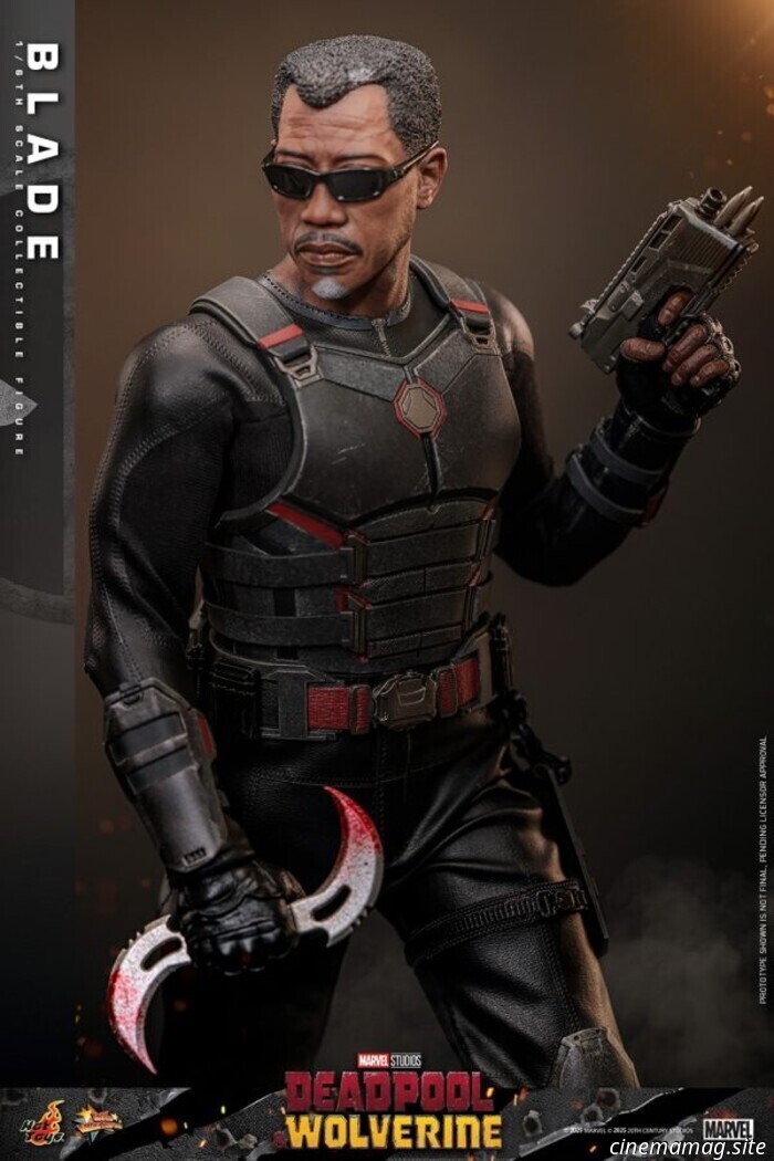 Blade joins Hot Toys' sixth scale action figure collection featuring Deadpool and Wolverine.