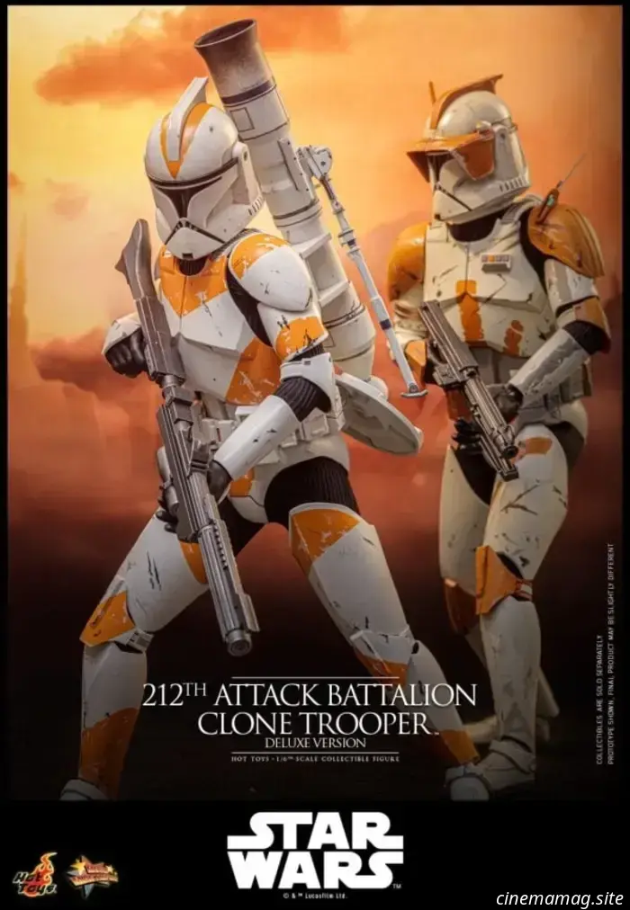 Il Clone Trooper del 212° Battaglione d'Attacco entra in battaglia con la figura in scala 1/6 di Star Wars di Hot Toys.