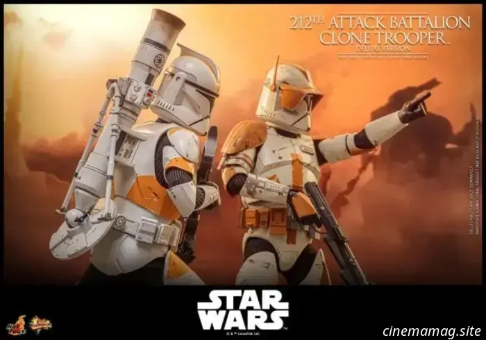 Il Clone Trooper del 212° Battaglione d'Attacco entra in battaglia con la figura in scala 1/6 di Star Wars di Hot Toys.