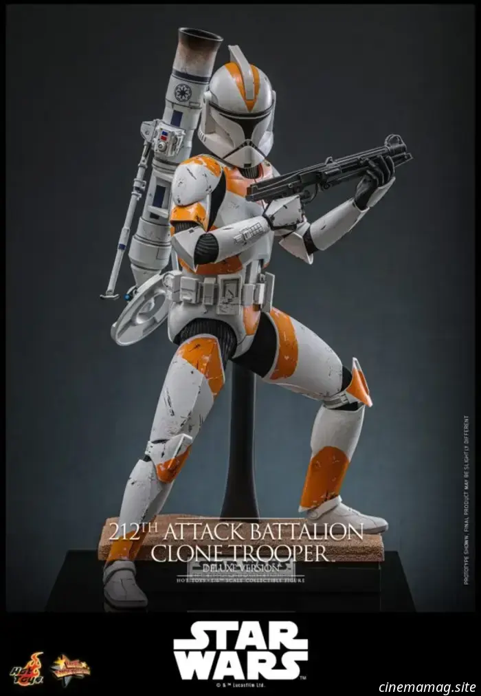 Il Clone Trooper del 212° Battaglione d'Attacco entra in battaglia con la figura in scala 1/6 di Star Wars di Hot Toys.