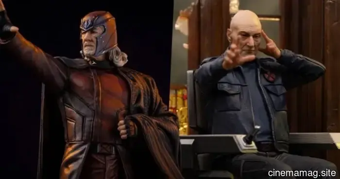 Мстители: Статуэтки Магнето и Профессора Икс, выпущенные Iron Studios, представлены на выставке.
