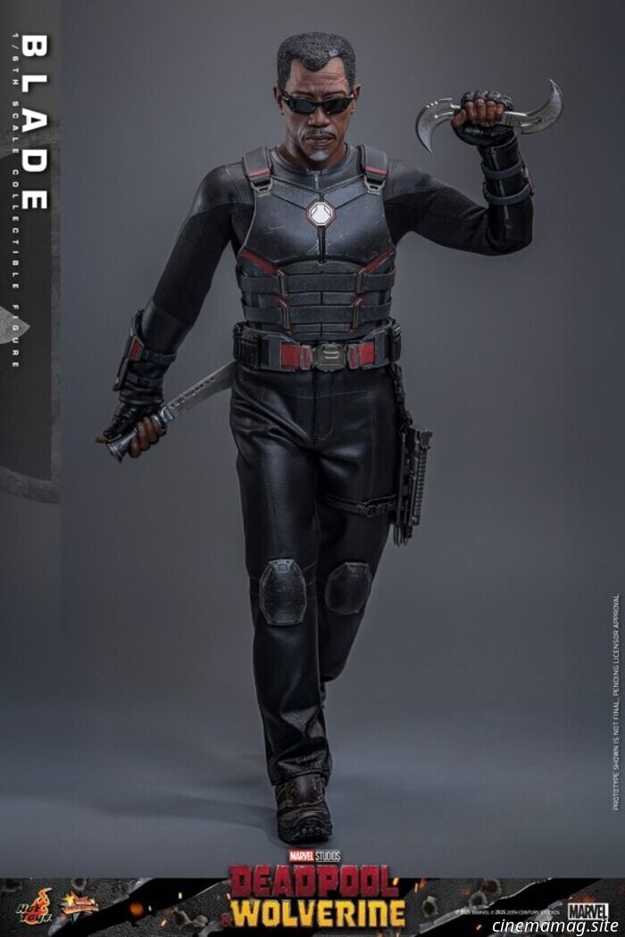 Blade joins Hot Toys' sixth scale action figure collection featuring Deadpool and Wolverine.