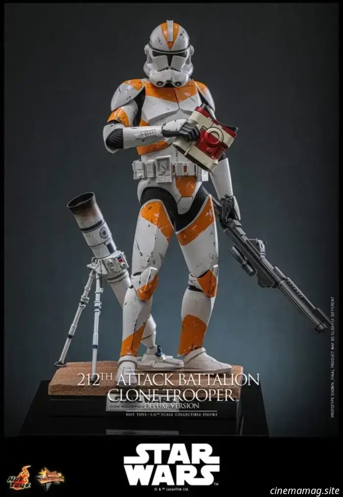 Il Clone Trooper del 212° Battaglione d'Attacco entra in battaglia con la figura in scala 1/6 di Star Wars di Hot Toys.