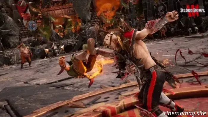 The Khorne team unleashes brutality on the field in Blood Bowl 3.