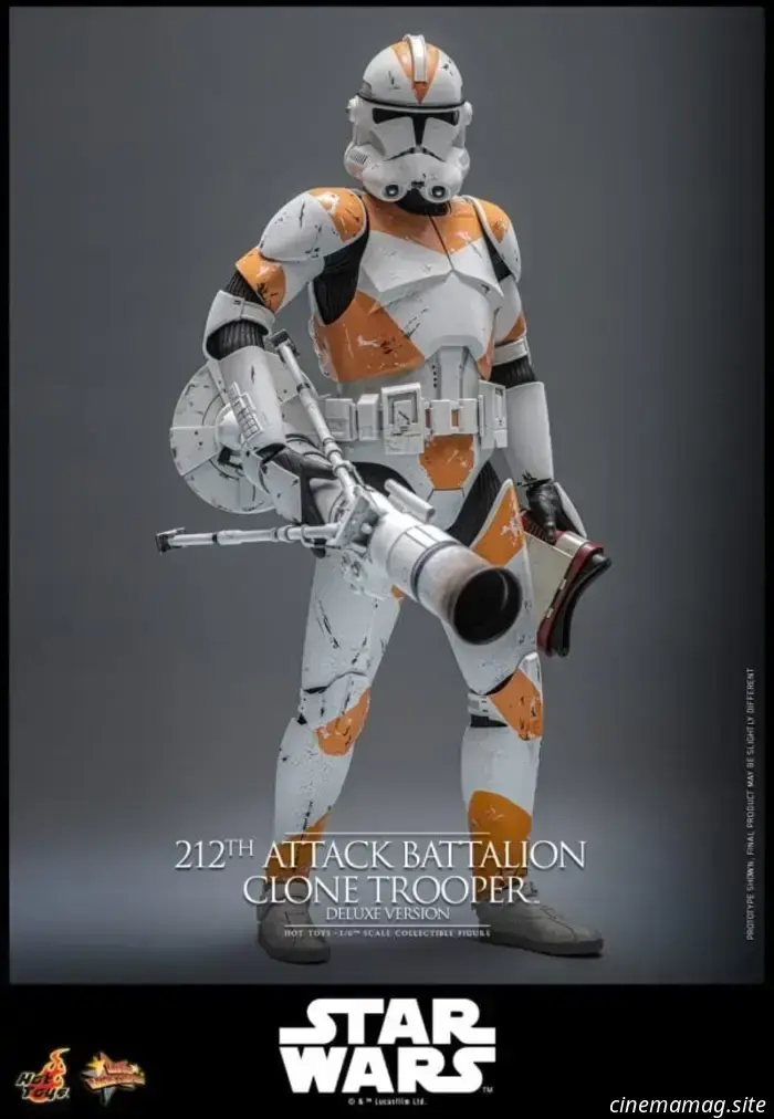 Il Clone Trooper del 212° Battaglione d'Attacco entra in battaglia con la figura in scala 1/6 di Star Wars di Hot Toys.